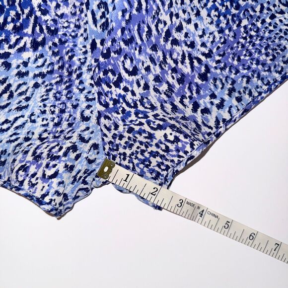 Rebecca Taylor Leo Fever Blue Leopard Silk Romper Short Jumpsuit Sleeveless sz 2 - Picture 13 of 16